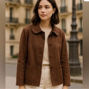 Linen blend swing jacket